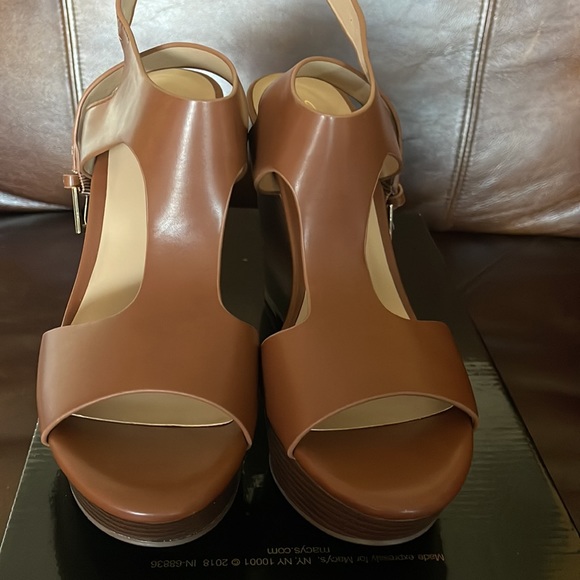 Cognac open toe wedge sandal - Picture 5 of 6